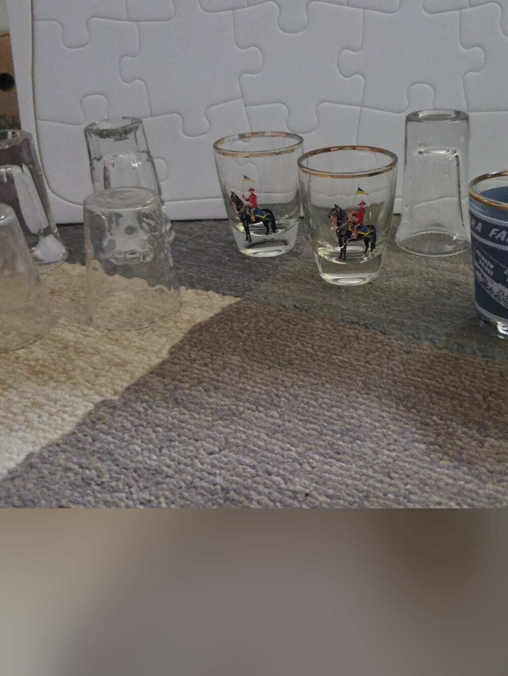 Vintage Gold-Rimmed Clear Glass Shot Glass Set - Clear